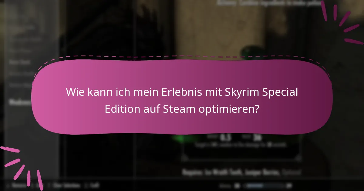 Wie kann ich mein Erlebnis mit Skyrim Special Edition auf Steam optimieren?
